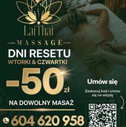 LaiThai Massage - Masaż tajski, balijski i kolumbijski Otwock, godziny otwarcia